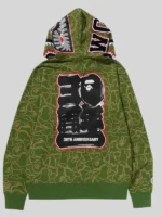 Bape 30th Anniversary Shark Camo Green Hoodie