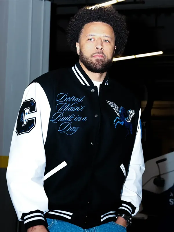 Cade Cunningham Custom Ford Wool Leather Varsity Jacket Cade Cunningham Custom Ford Wool Leather Varsity Jacket