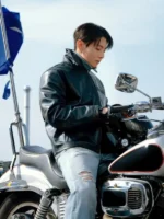 Calvin Klein Jungkook Leather Biker Jacket Black