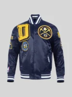 Denver Nuggets Mashup Rib Satin Navy Varsity Jacket