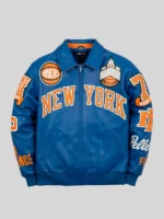 FISLL for the city of knicks Blue Leather jacket Pelle Pelle