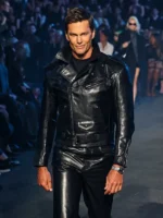 Gucci Resort 2027 Tom Brady Leather Jacket Black