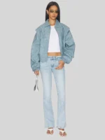 LIONESS Vista Oversized Blue Bomber Jacket