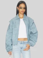 LIONESS Vista Women's Oversized Bomber Jacket Blue