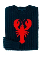 Lobster Cable Knit Navy Sweater