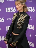 Margot Robbie McQueen Napoleon Military Jacket Black Gold