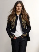 Margot Robbie Mcqueen Jacket Black Golden