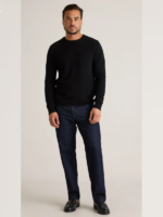 Mongolian Cashmere Black Crewneck Sweater
