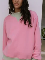 Parke Classic Two Tone Mockneck Sweatshirt in Pink