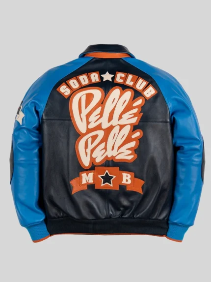 Pelle Pelle Men's Classic Soda Club Plush Jacket Black And Blue