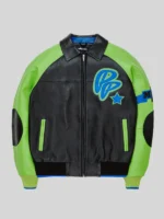 Pelle Pelle Men's Classic Soda Club Plush Jacket Black And Green