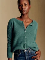 Sezane Gaspard Green Cardigan Sweater