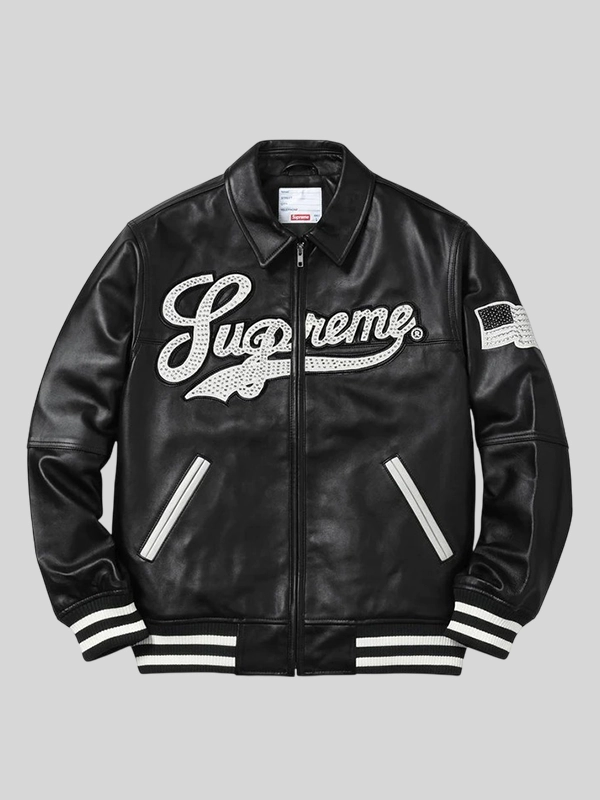 Buy Supreme Uptown Studded Leather Varsity Jacket