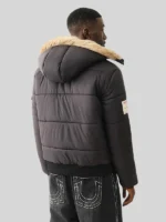 True Religion Black Jacket With Fur Hooded