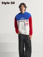 adidas USA 94 Graphic colorblock Sweatshirt White and Blue