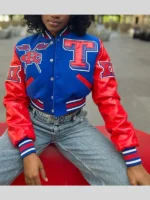 cropped womens TSU blue and Red jacket