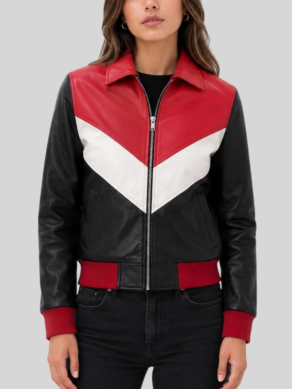 stegaro Colorblock Leather Bomber Jacket Womens stegaro Colorblock Leather Bomber Jacket Womens