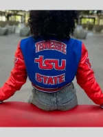 womens tennessee state university cropped varsity jacket