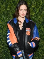 2026 NYC Tribeca Festival Molly Gordon Knicks Oversized Leather Jacket