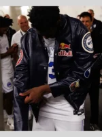 AJ Dybantsa Red Bull Black leather Jacket