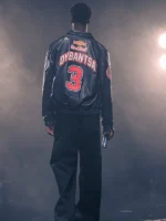 AJ Dybantsa Red Bull x Jeff Hamilton Black Leather Jacket