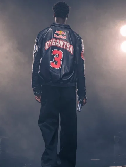 AJ Dybantsa Red Bull x Jeff Hamilton Black Leather Jacket