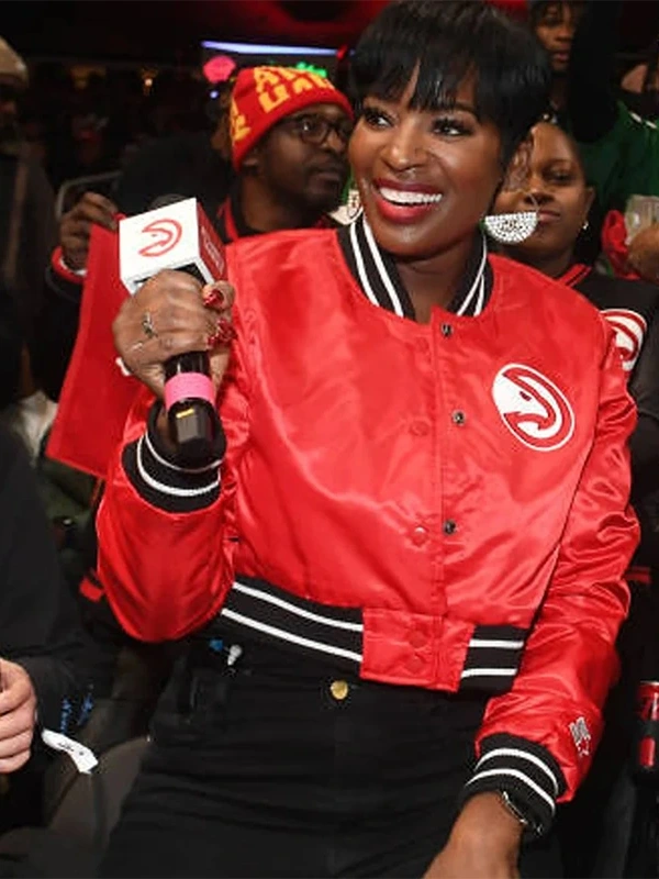 Atlanta Hawks Shamea Morton Cropped Red Varsity Jacket Atlanta Hawks Shamea Morton Cropped Red Varsity Jacket
