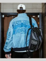 Cam Schlittler Knicks Blue Leather Jacket