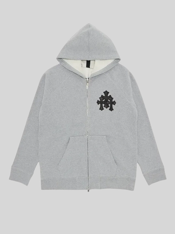 Chrome Hearts Cross-Patch Hoodie Grey Chrome Hearts Cross-Patch Hoodie Grey