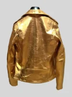 Gold Metallic Mens Biker Leather Jacket