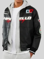 Harry Derbidge TOWIE Black Racing Varsity Leather Jacket
