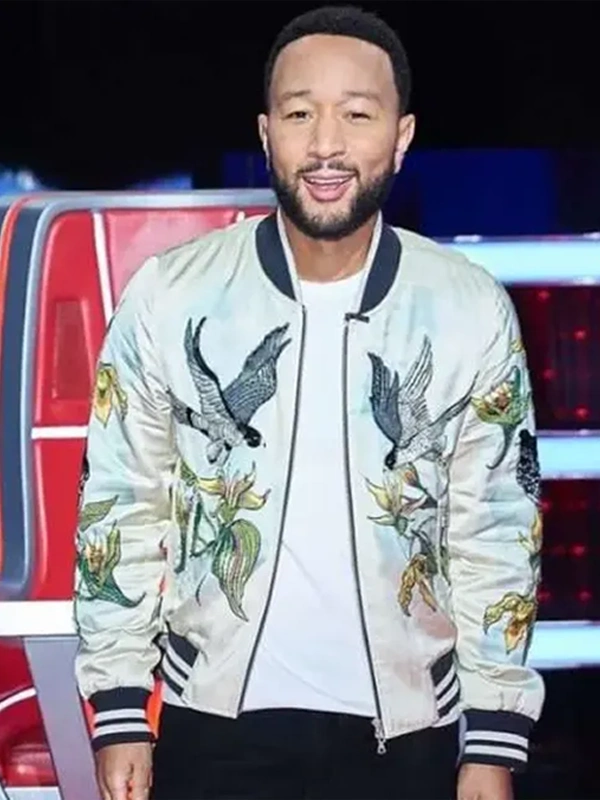 John Legend Bird Print Bomber Jacket John Legend Bird Print Bomber Jacket