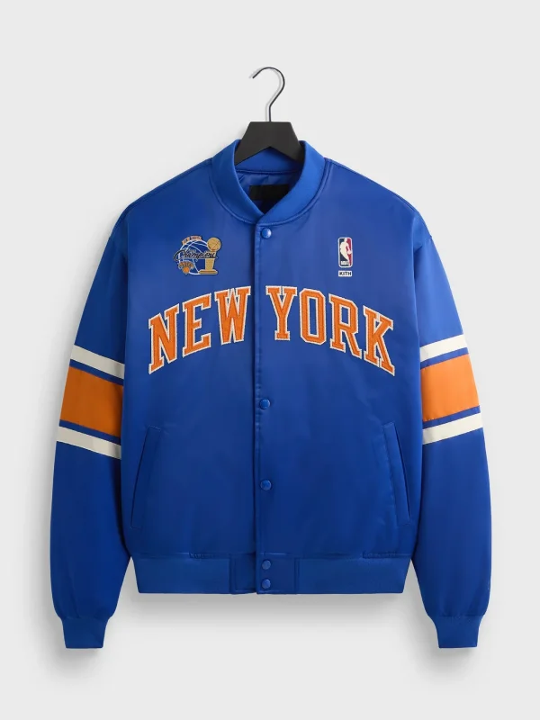 Kith for the New York Knicks 2026 Champions Satin Bomber Jacket Kith for the New York Knicks 2026 Champions Satin Bomber Jacket