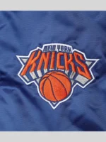 Men's New York Knicks Starter Blue-Orange The Enforcer Varsity Satin Full-Snap Jacket