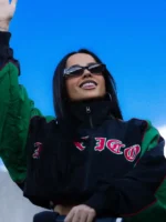 Mexico vs Australia Becky G Cropped Black and Green Striped Mexico Jacket