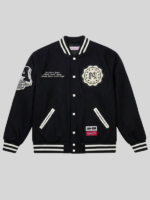 Mitchell & Ness Black Authentic Branded Wool Varsity Jacket