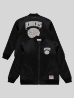 Mitchell & Ness Knicks Black Chrome Satin Bomber Jacket