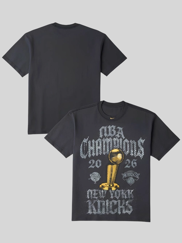 NBA Finals Champions Locker Room On Court Grey T-Shirt Men’s 2026 Nike New York Knicks NBA Finals Champions Locker Room On Court Grey T-Shirt Men’s 2026 Nike New York Knicks