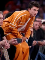 NBA Finals Game 3 Timothee Chalamet Orange Tracksuit