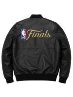 NBA Finals Leather Bomber Jacket Black