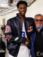 NBA Red Bull x Jeff Hamilton AJ Dybantsa BYU 3 Black Leather Jacket