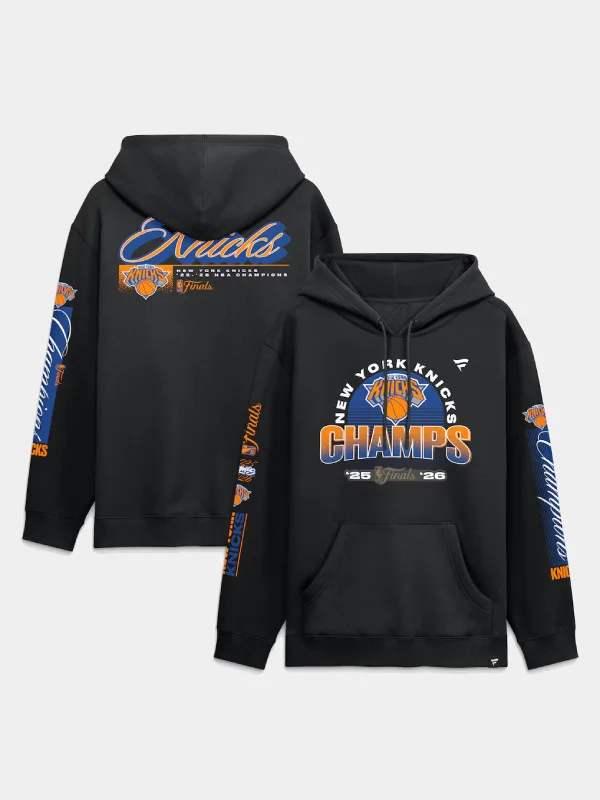 New York Knicks 2026 NBA Finals Champions Hoodie Black New York Knicks 2026 NBA Finals Champions Hoodie Black
