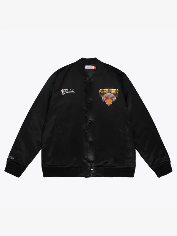 New York Knicks 2026 NBA Finals Champions Satin Jacket Black New York Knicks 2026 NBA Finals Champions Satin Jacket Black