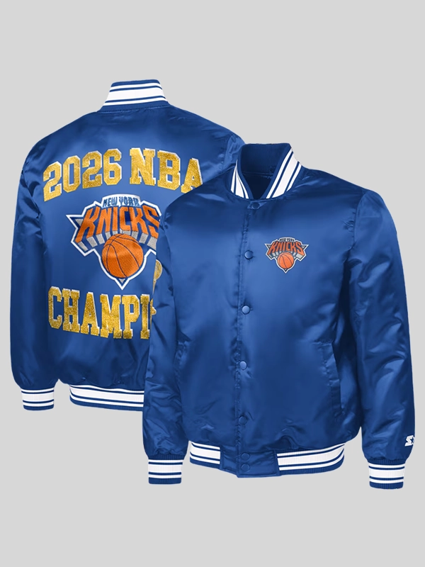 New York Knicks Starter 2026 NBA Finals Champions Satin Varsity Jacket New York Knicks Starter 2026 NBA Finals Champions Satin Varsity Jacket