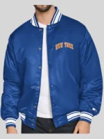 New York Knicks Starter Basketball Logo Blue Varsity Jacket