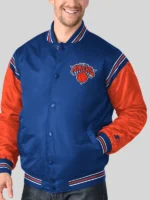 New York Knicks Starter Enforcer Varsity Jacket Blue and Orange