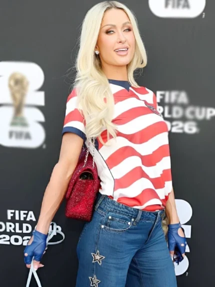 Paris Hilton FIFA World Cup 2026 Opening Ceremony Striped Shirt