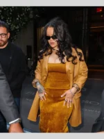 Rihanna Mustard Tribeca Film Festival Leather Coat
