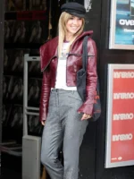 Rough Trade Notting Hill London Burgundy Leather Suki Waterhouse Jacket
