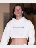 Shoot More Threes Caitlin Clark Cropped Hoodie White